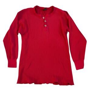 Greatland Thermal Waffle Knit Henley Shirt Womens XL Pink Vintage 90s USA Made